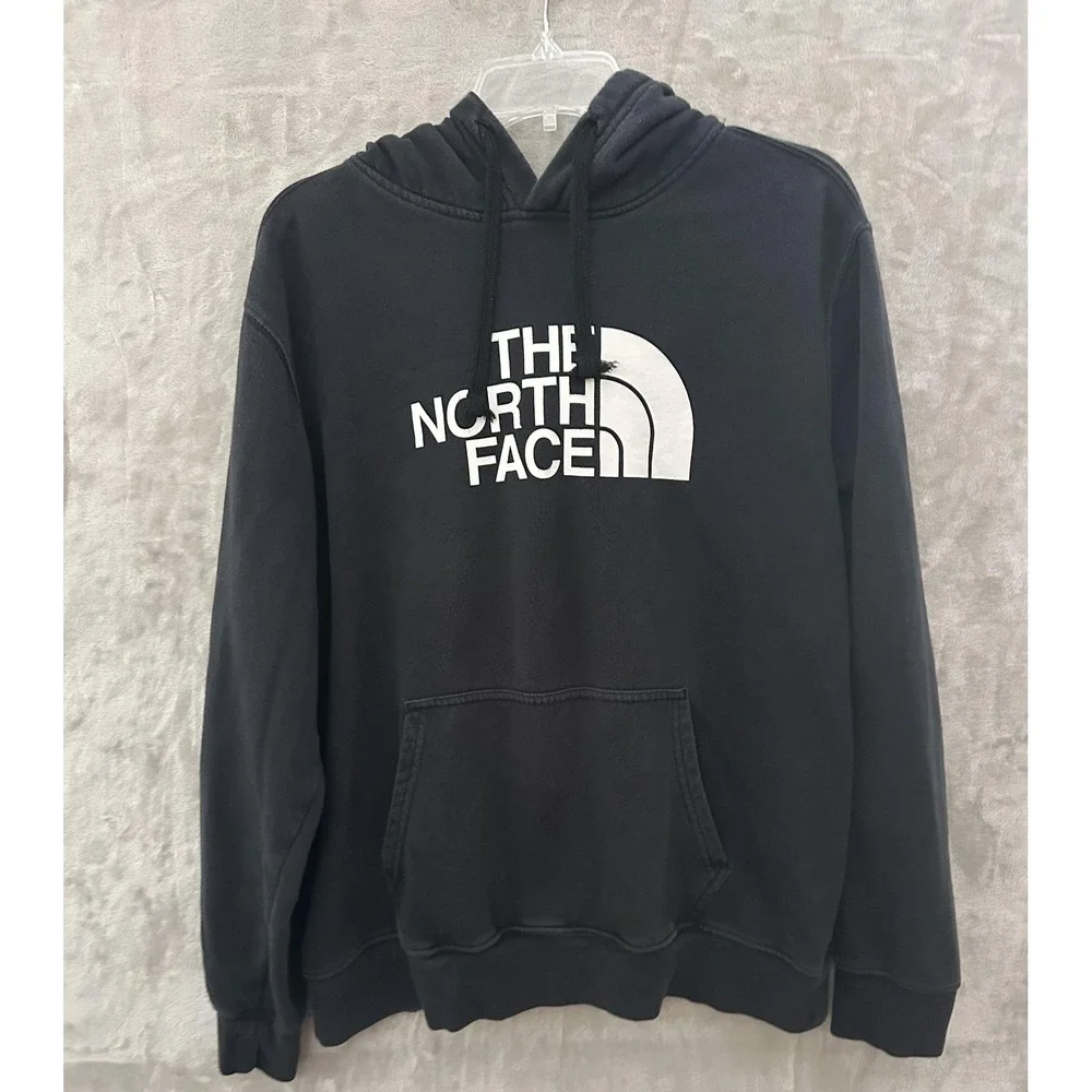 North Face Hoodie Mens Large‎ Black Pullover Fleece Sweatshirt Logo Outdoor